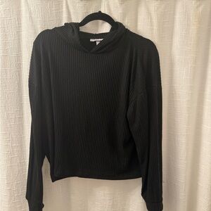 Women's Black Ribbed Lounge Top